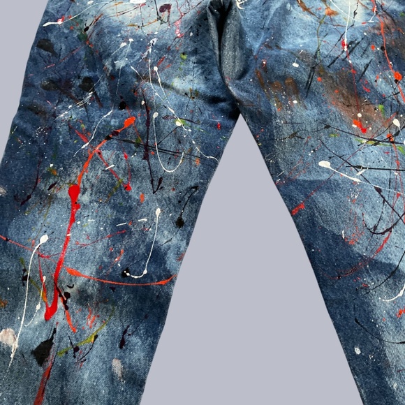Hand Painted Vintage Jeans - Abstract Splatter Design - Picture 8 of 11